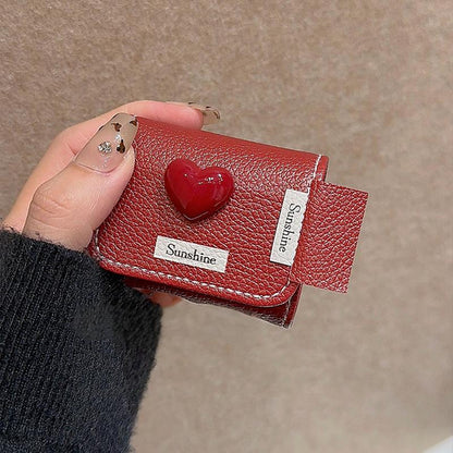 Burgundy Leather Flip-Top AirPods Case with Lanyard