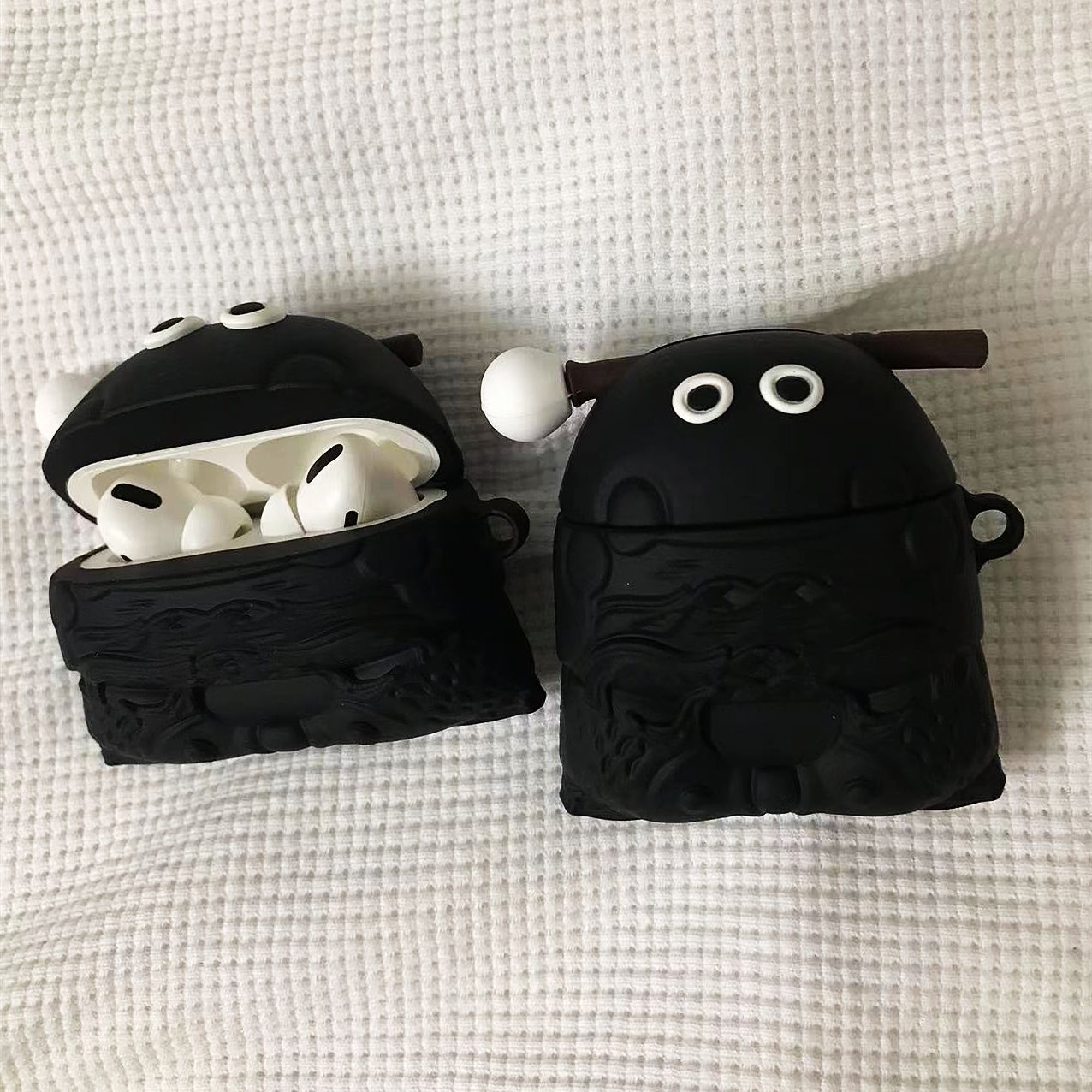 Cute Black Wooden Fish AirPods Charging Case Cover