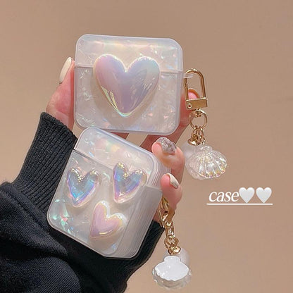 Elegant Shell Gloss AirPods Case with Pearl Pendant