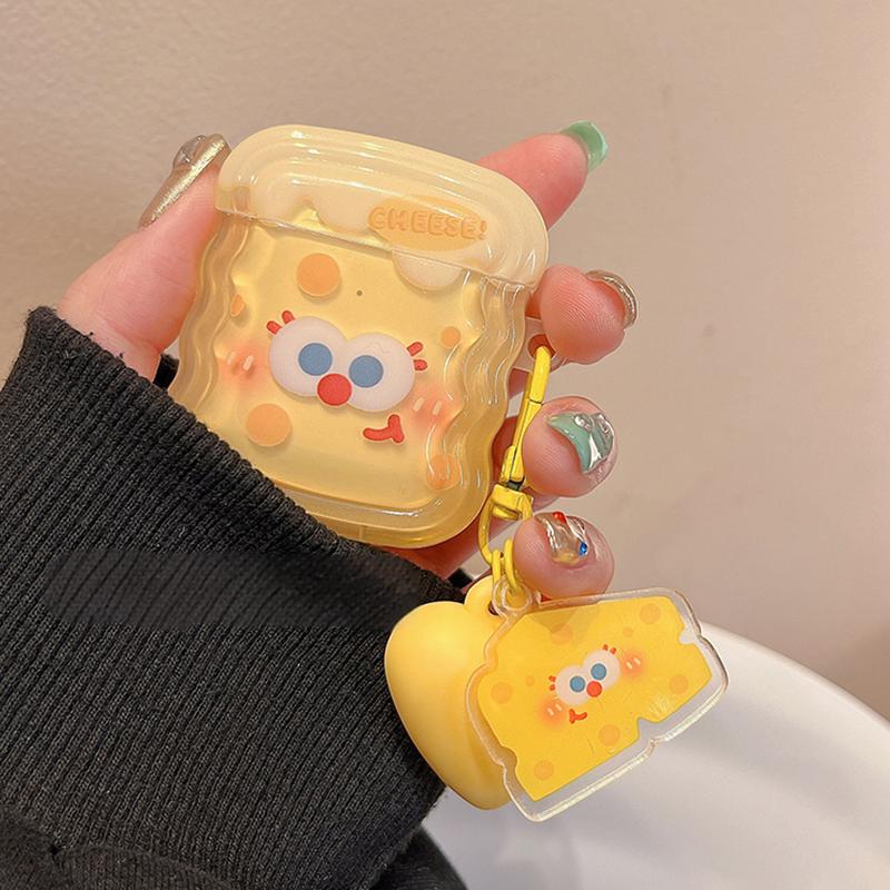 Cute Cartoon Cheese Design AirPods Case with Adorable Charm