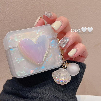 Elegant Shell Gloss AirPods Case with Pearl Pendant