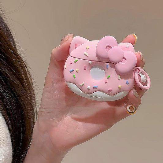 Cute Pink Donut AirPods Case with Hook