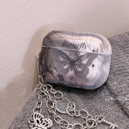 Minimalist Butterfly AirPods Case with Metal Chain Lanyard