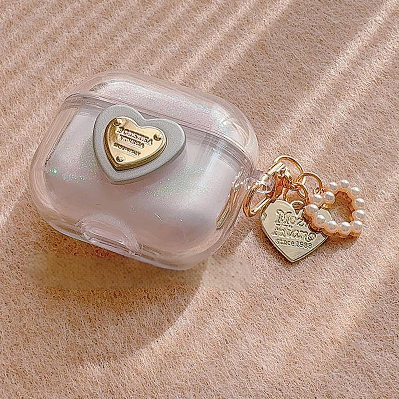 Minimalist Gold Heart  Liquid Sand Design AirPods Case