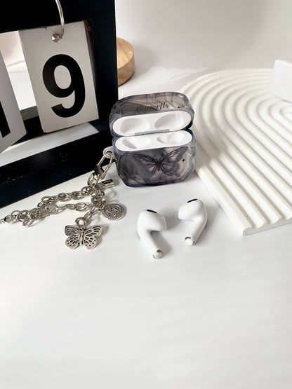 Minimalist Butterfly AirPods Case with Metal Chain Lanyard