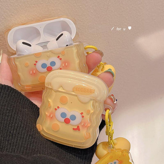 Cute Cartoon Cheese Design AirPods Case with Adorable Charm