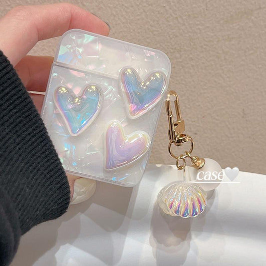 Elegant Shell Gloss AirPods Case with Pearl Pendant